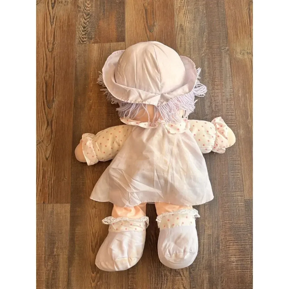 Vintage Dolly Mine Cloth Doll Purple Dress Eyes Cherries Pink Dots 22